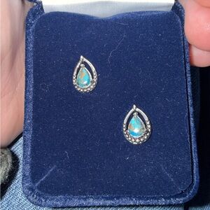 Elegant Montana Silversmiths silver and Turquoise Teardrop Earrings